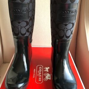 Coach Authentic Black Logo rain boots